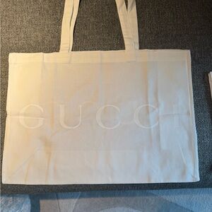 Gucci white Canvas Shoulder Tote with Subtle Logo